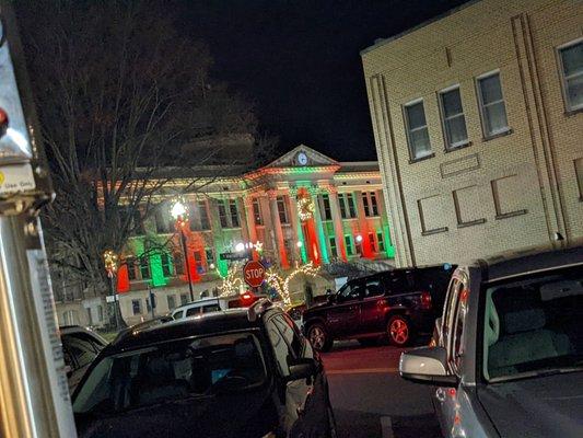 View of courthouse from small front patio