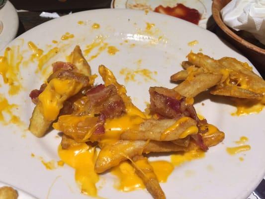 Not much left of the cheese fry appetizer!!