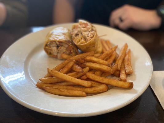 Chicken wrap with fries