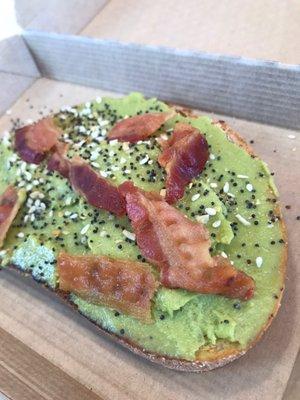 Avocado toast with bacon