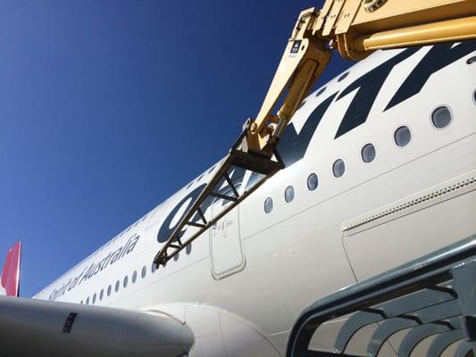 Custom boom forklift training for Qantas Airlines at LAX