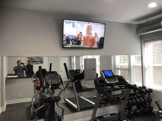 Condominium gym TV installation