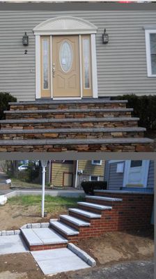 Stairs::brick,stone and granite top