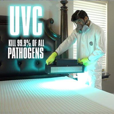 300 Watts of Germicidal UVC light disinfects and deodorizes mattresses