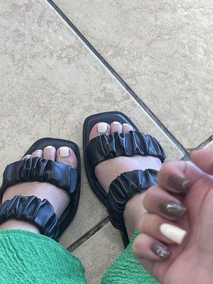 got a full set and a basic pedicure with gel