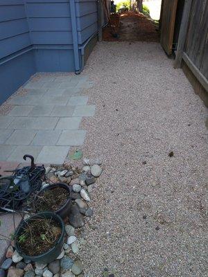 Pavers and pea gravel