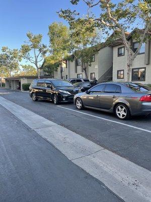 Another vehicle parked where I was stopped, not blocking through traffic.