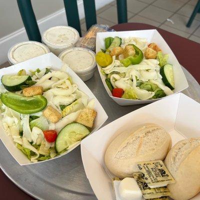 Side salads and Rolls