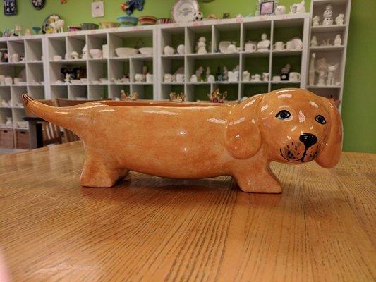 Stretch Dog painted sample! Can be used as a planter or container.