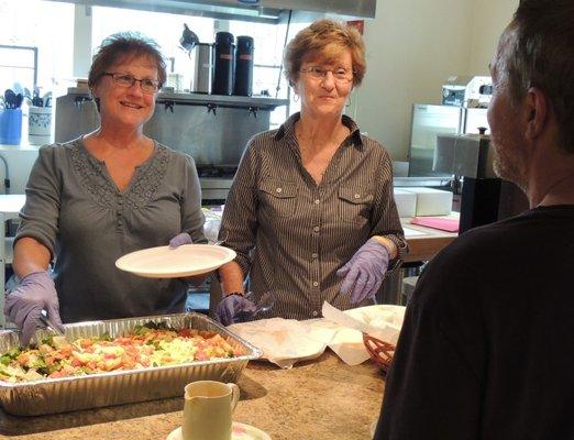 We offer a hot lunch on Wednesdays through the Red Door Community Kitchen.