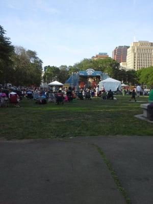 Stage on the green.