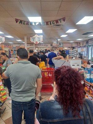 Line to order the meat