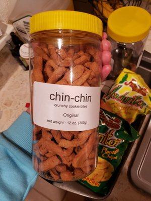 Crunchy, spiced, and mildy sweet Chin Chin made by a Bay Area distributor.