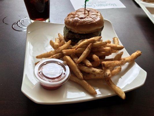 Delicious burger and fries