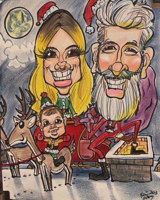 Christmas family Caricature