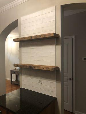 Tile and floating shelves