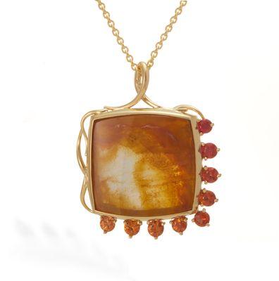 Dendric Quartz and Sappphire Pendant by Paula Dawkins