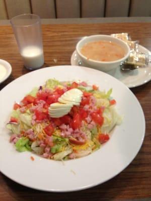 Chef salad with ham & bean soup