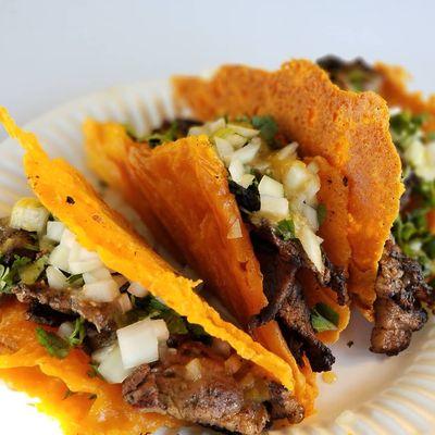 Carne asada cheese shell tacos!