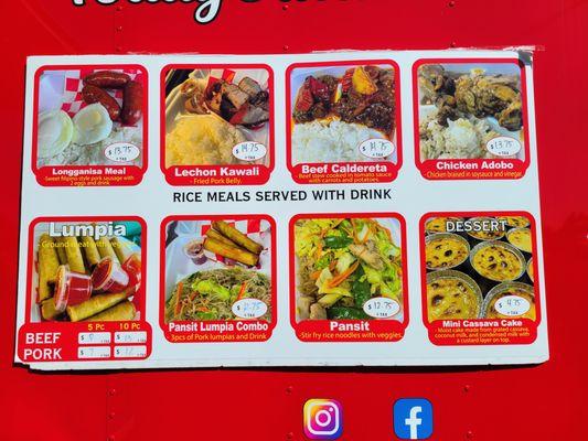 Food truck menu.