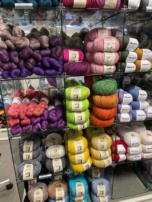 Some of the yarn available for purchase.