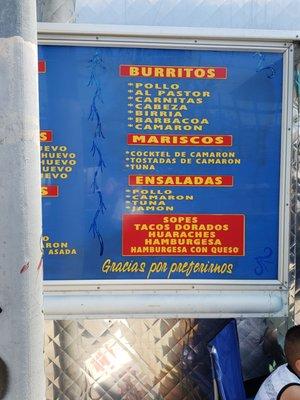 Menu...delicious mariscos