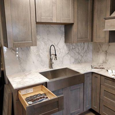 Our custom series cabinets with Dekton countertop and backsplash.