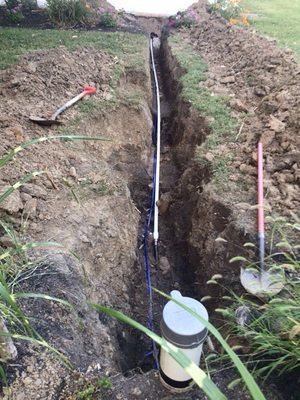 Completed water line and electrical service replacement.