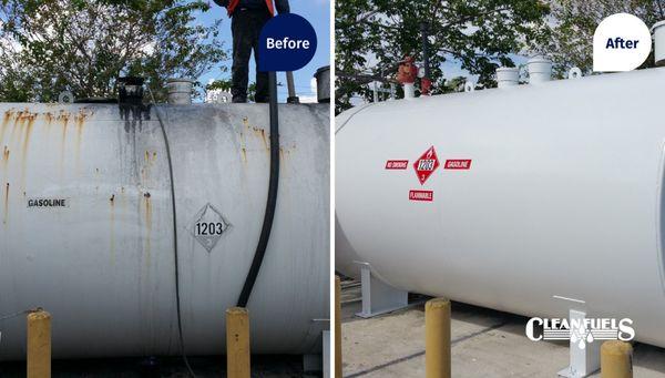 Before and After of fuel tank maintenance