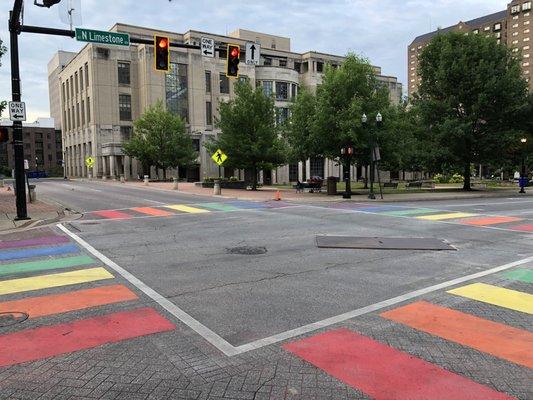 Rainbow Crosswalks - not sure if its just for Pride month or if its like this year-round.