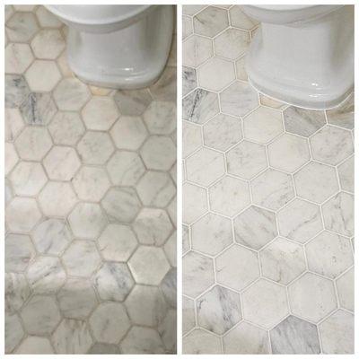 Powder room before and after