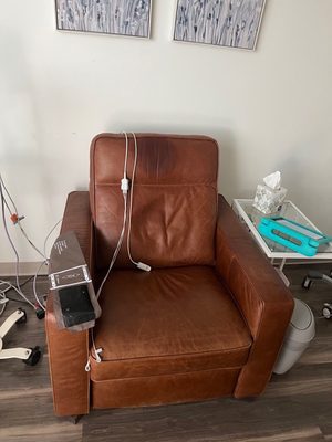 Chair used during infusion. It reclines.