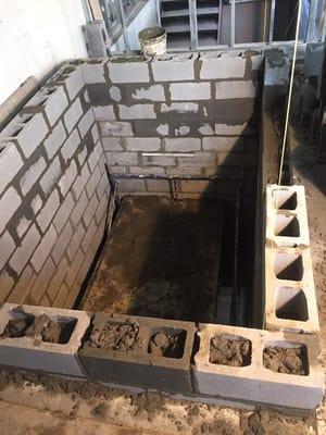 Elevator shaft construction 8" block