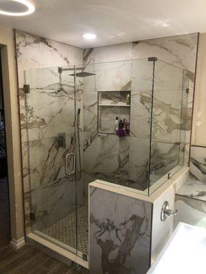 Bathroom remodel and reconfiguration of layout