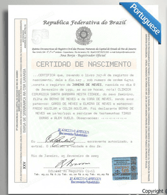 USCIS BRAZILIAN BIRTH CERTIFICATE TRANSLATIONS $45: 718-584-4800