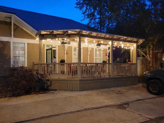 Nighttime patio view