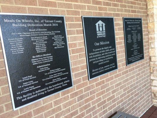 Plaques by the entryway.