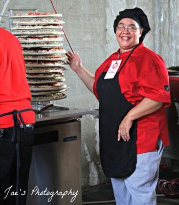 Very good friend on our food tour. Chef Berenice making pizzas at Venice on Vine