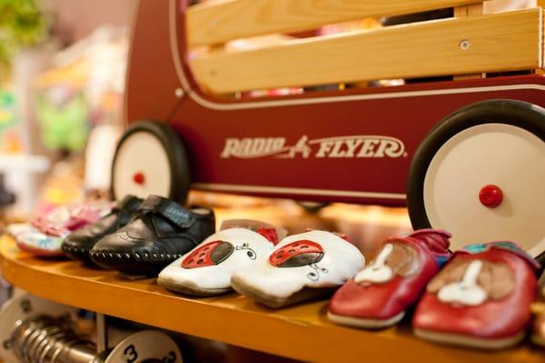 We have a WONDERFUL selection of first baby walking shoes & soft sole shoes and baby push wooden walkers.