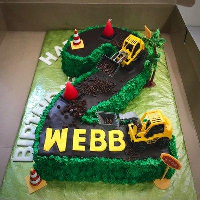 Construction Birthday Number Cake