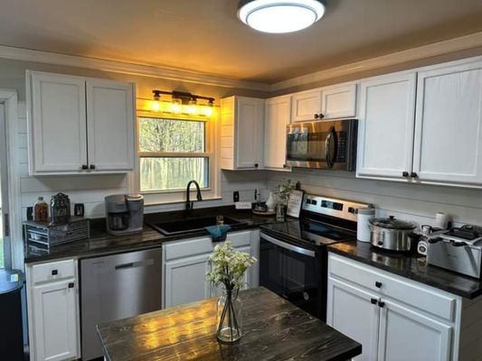 New and updated kitchen with handmade wood countertops in mount airy nc