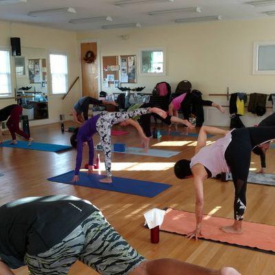 One of my groups working on their yoga poses