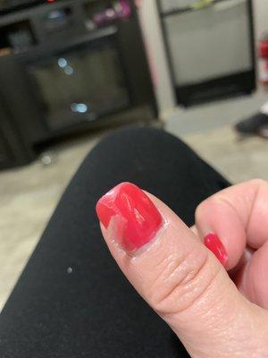 Powder dip manicure after one week