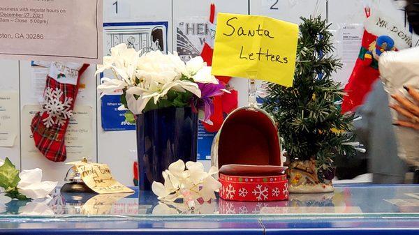 Christmas 2021 "Letters to Santa" box at the POST OFFICE in Thomaston, Georgia.