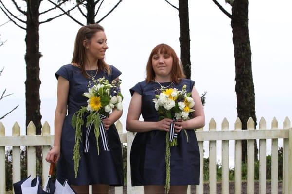 My daughters, the bridesmaids with their bouquets.