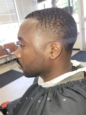 Medium taper fade and straight razor shape up