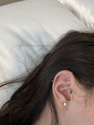 Helix piercing done at golden goat. I went with the hoop :)