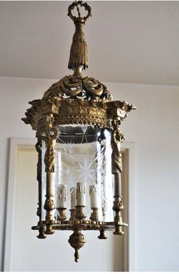 Mid Century Bronze Hall Lantern