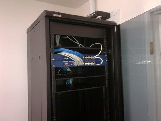 Server rack with T1 Data and Voice Trunks