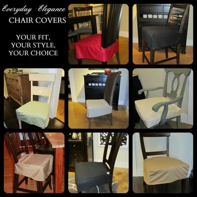 Everyday Elegance Chair Covers, washable, waterproof.  Protect your chairs and change your look in a flash.